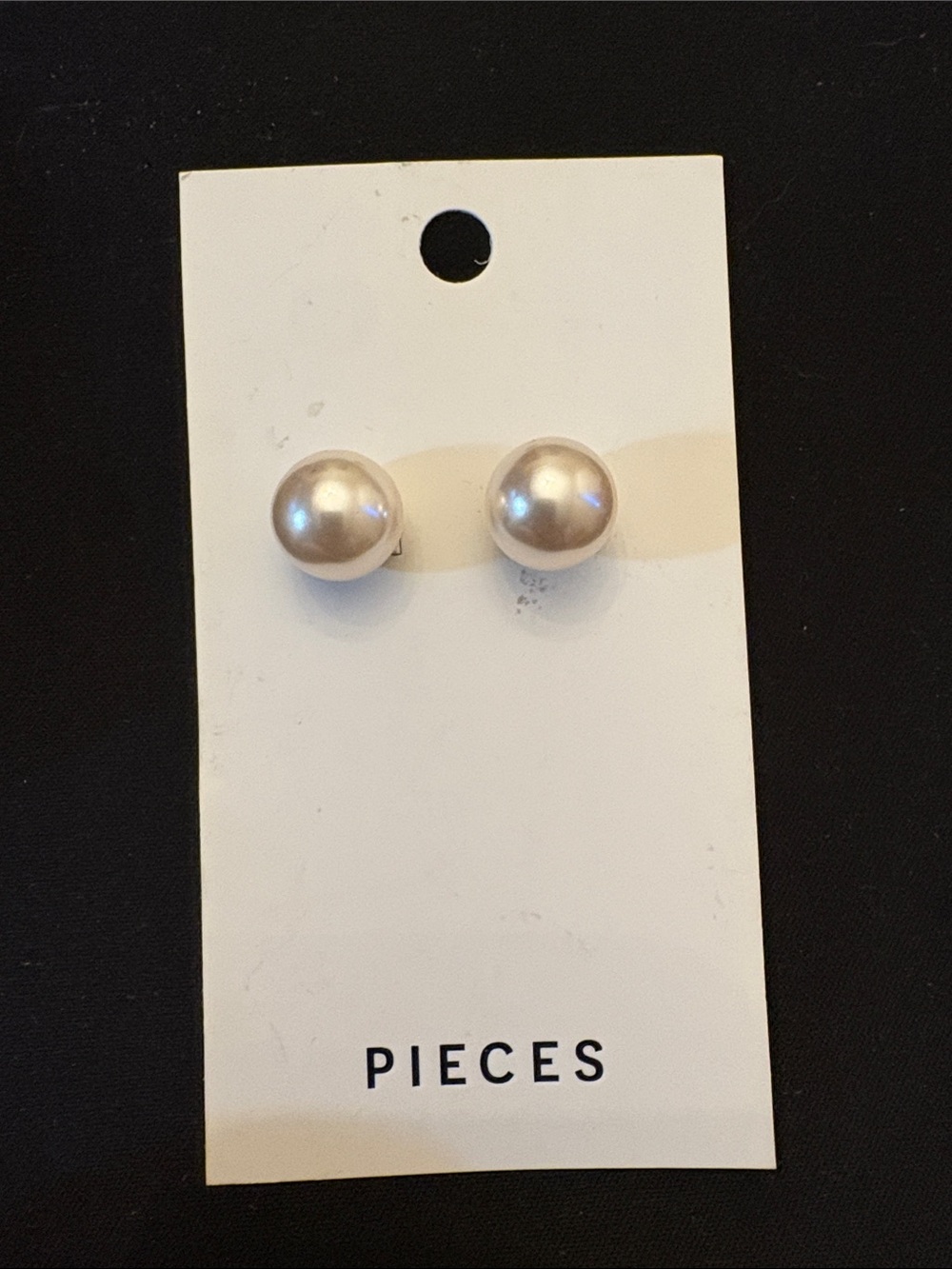 Cream large Faux Pearl Stud Earrings w tags
